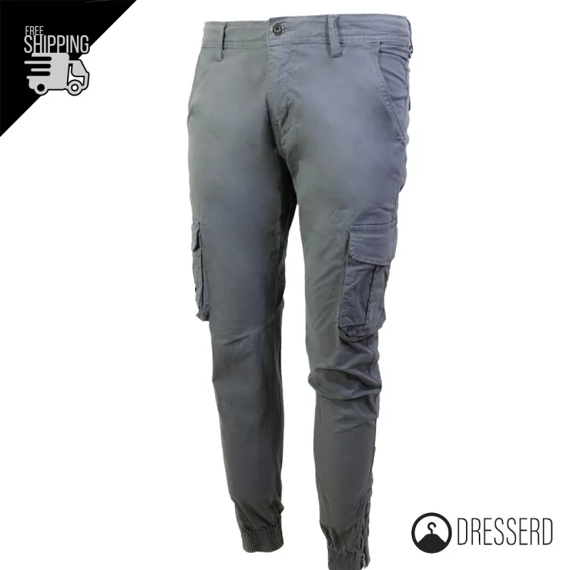 Pantalone Cargo Uomo Con Tasche laterali gamba stretta casual in cotone Slim, Pantaloni Dresserd