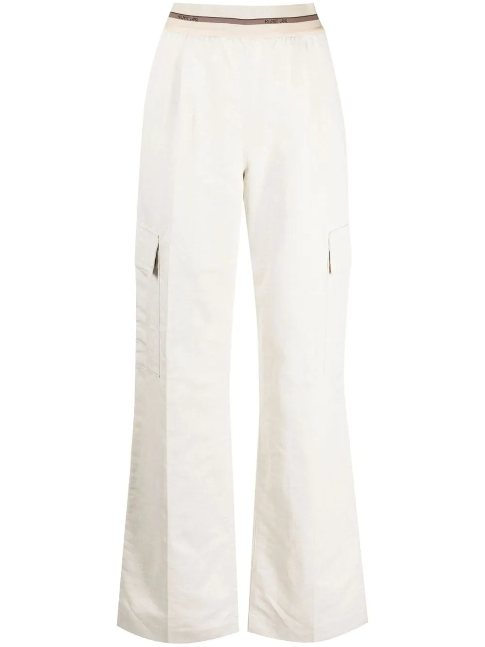 Pantaloni cargo con banda logo in bianco - donna