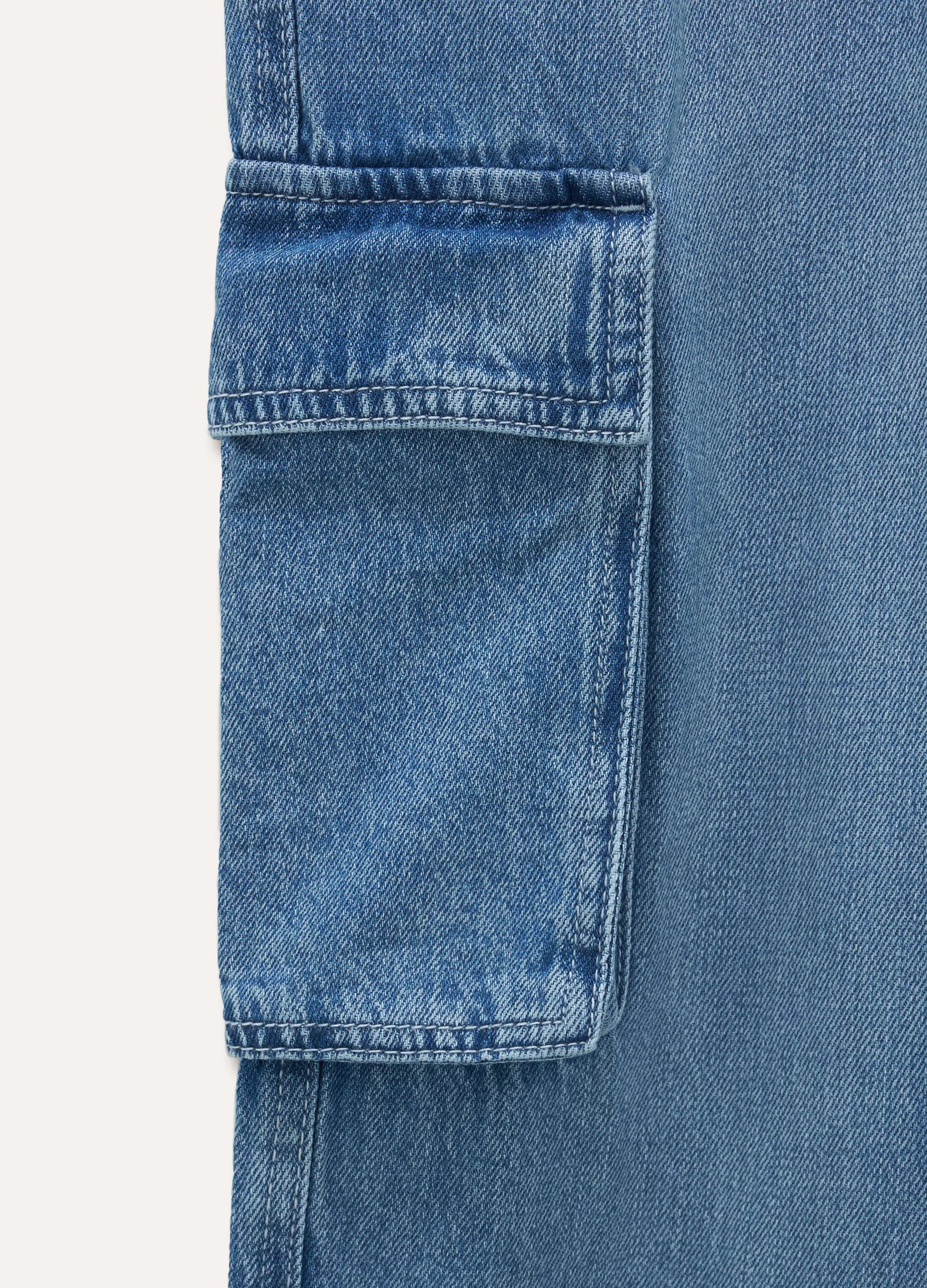 Pantaloni cargo in denim di misto cotone ragazzo