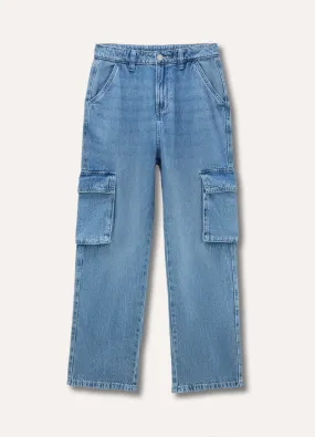 Pantaloni cargo in denim di misto cotone ragazzo