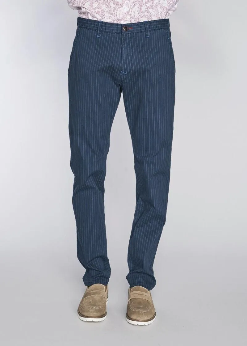 Pantaloni gessati in cotone stretch