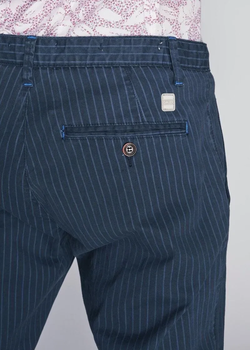 Pantaloni gessati in cotone stretch