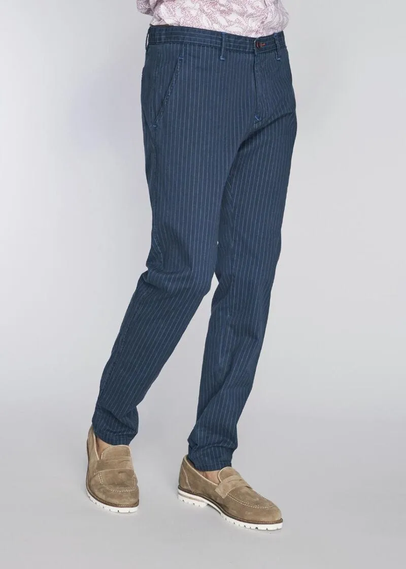 Pantaloni gessati in cotone stretch