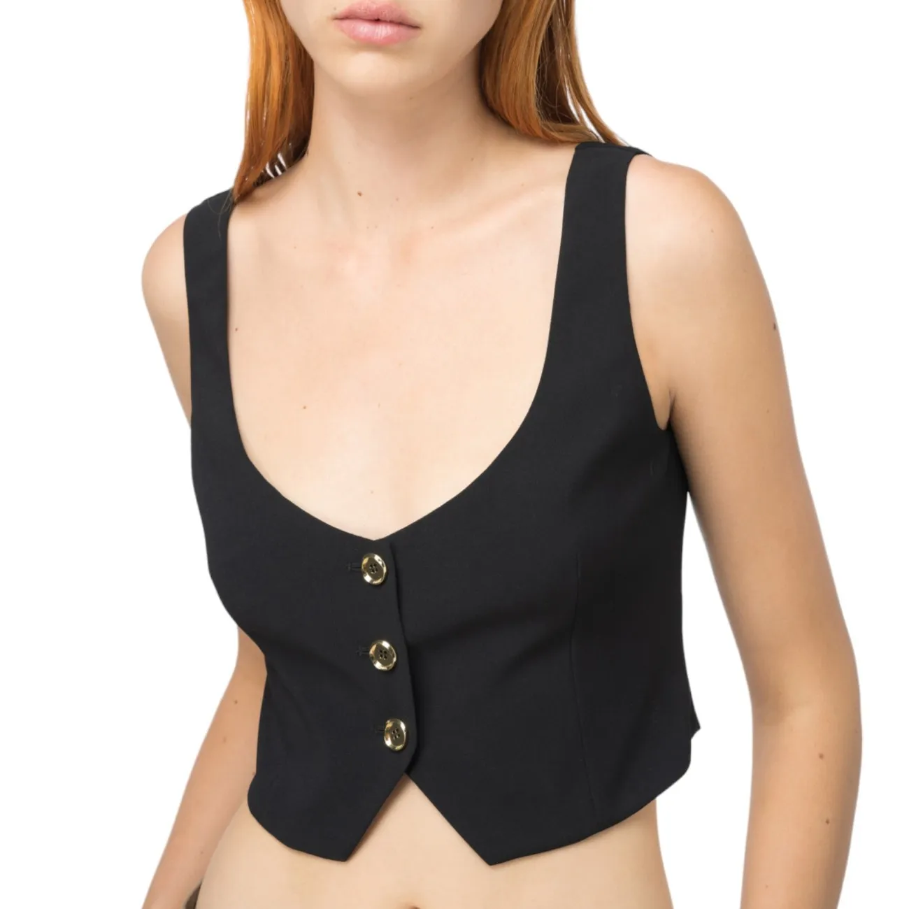 Pinko gilet nero in crepe