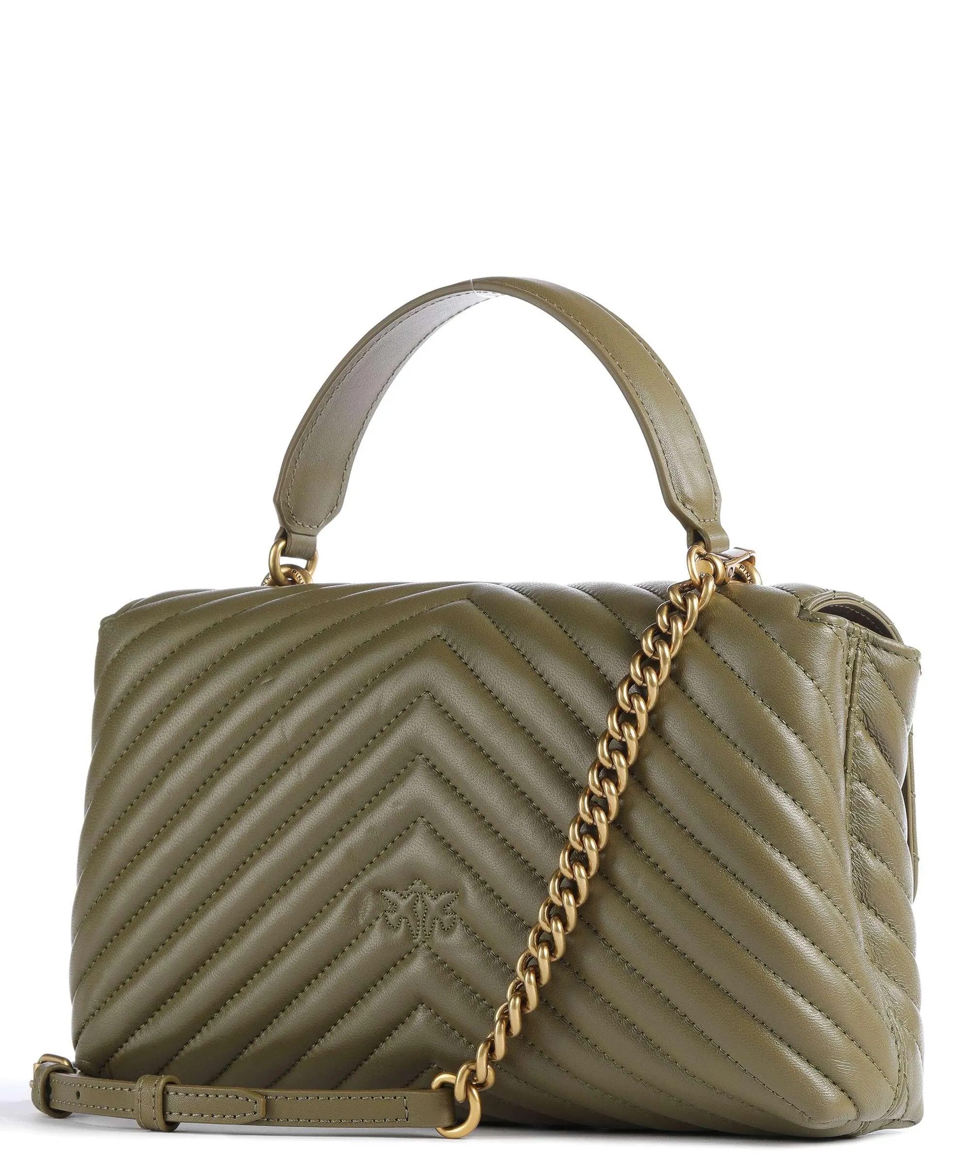  Pinko Love Lady Puff Classic Borsa a mano pelle di pecora verde-oliva  