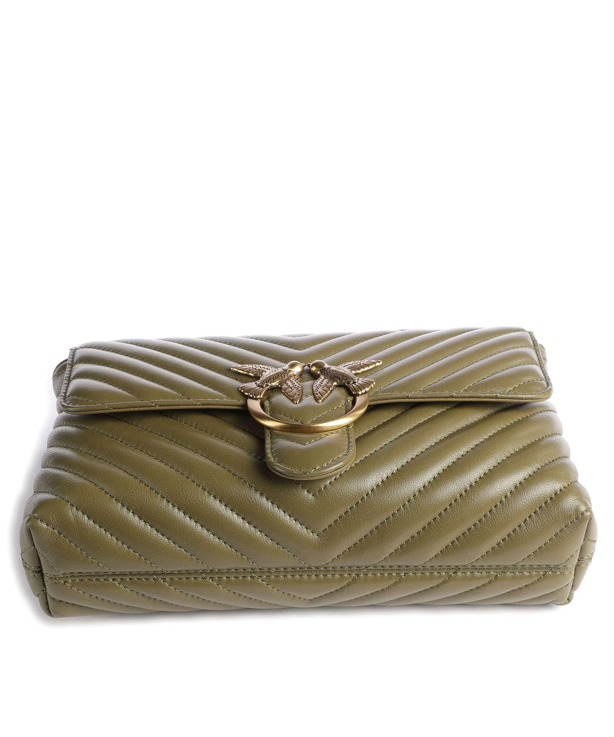  Pinko Love Lady Puff Classic Borsa a mano pelle di pecora verde-oliva  