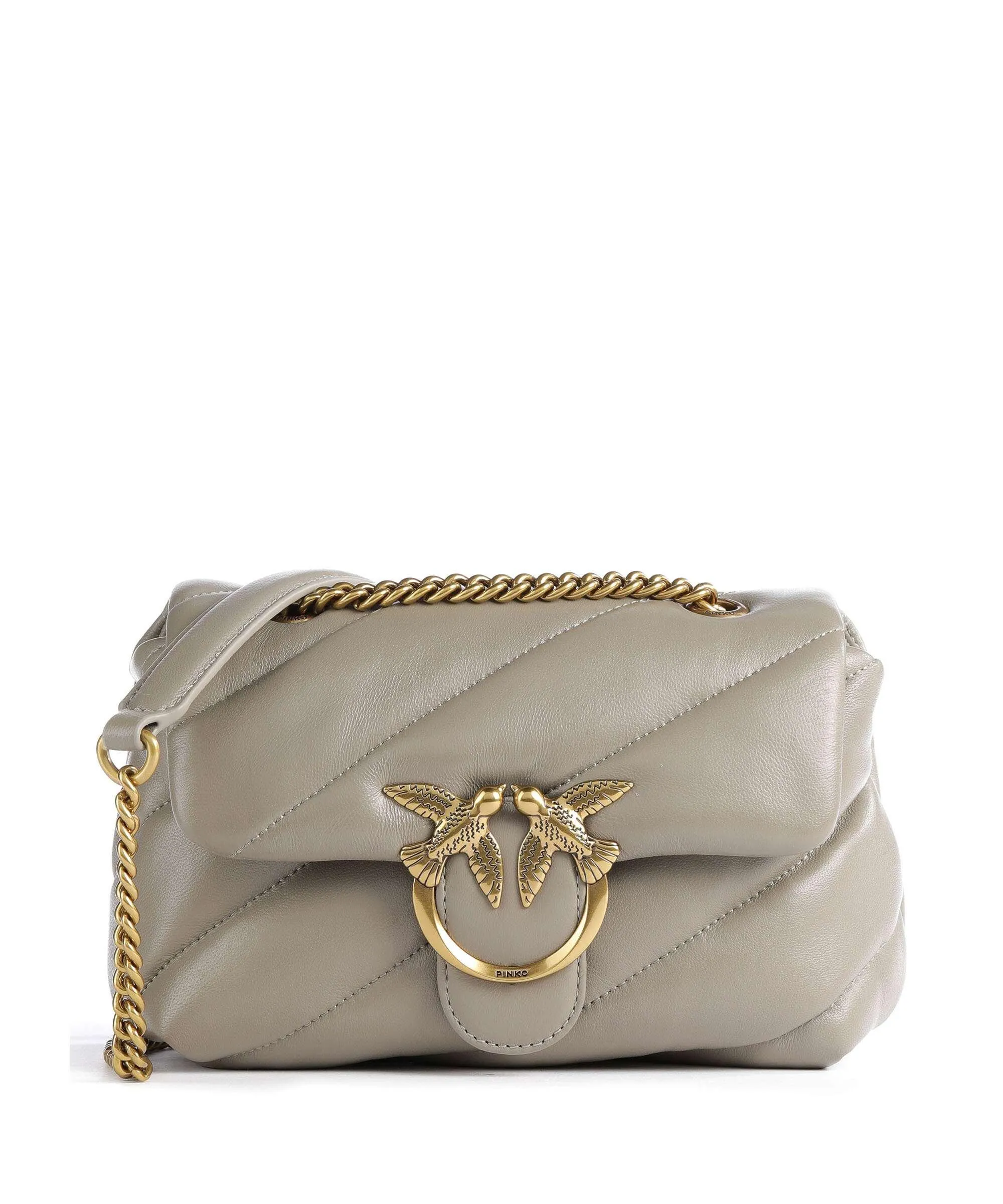  Pinko Love Puff Mini Borsa a spalla pelle di pecora taupe  