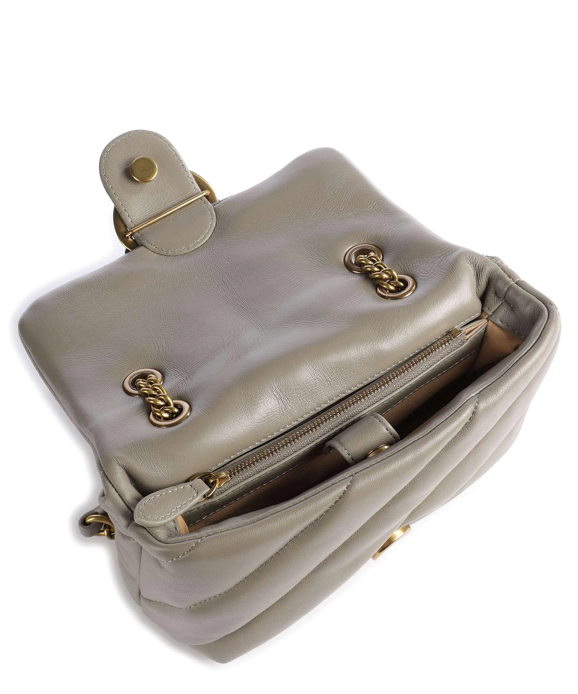  Pinko Love Puff Mini Borsa a spalla pelle di pecora taupe  