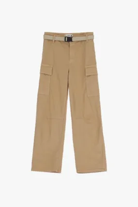 PLEASE Pantaloni cargo monocolour con tasche verticali e cintura