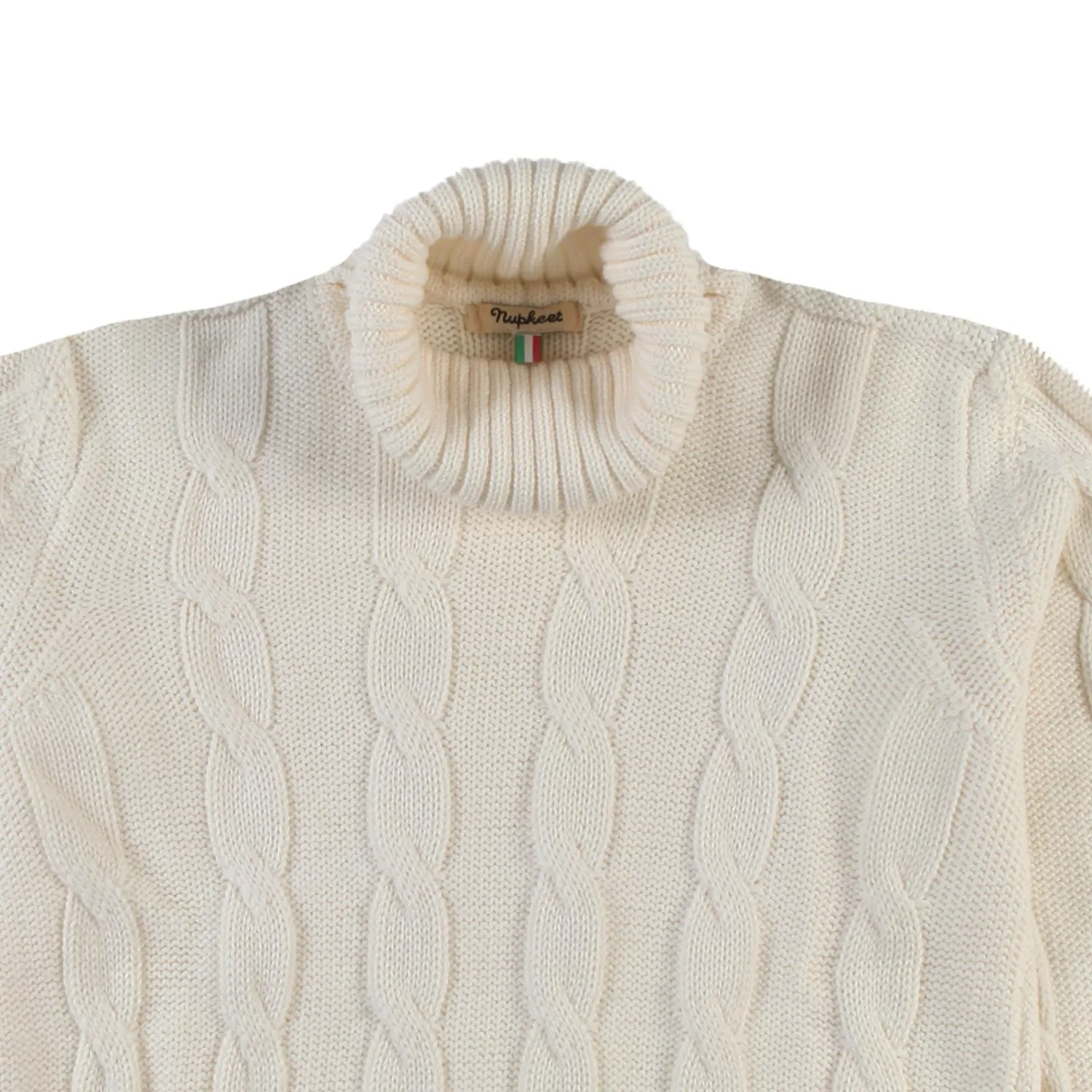 Pullover Dolcevita Tricot Misto Lana Panna Teen