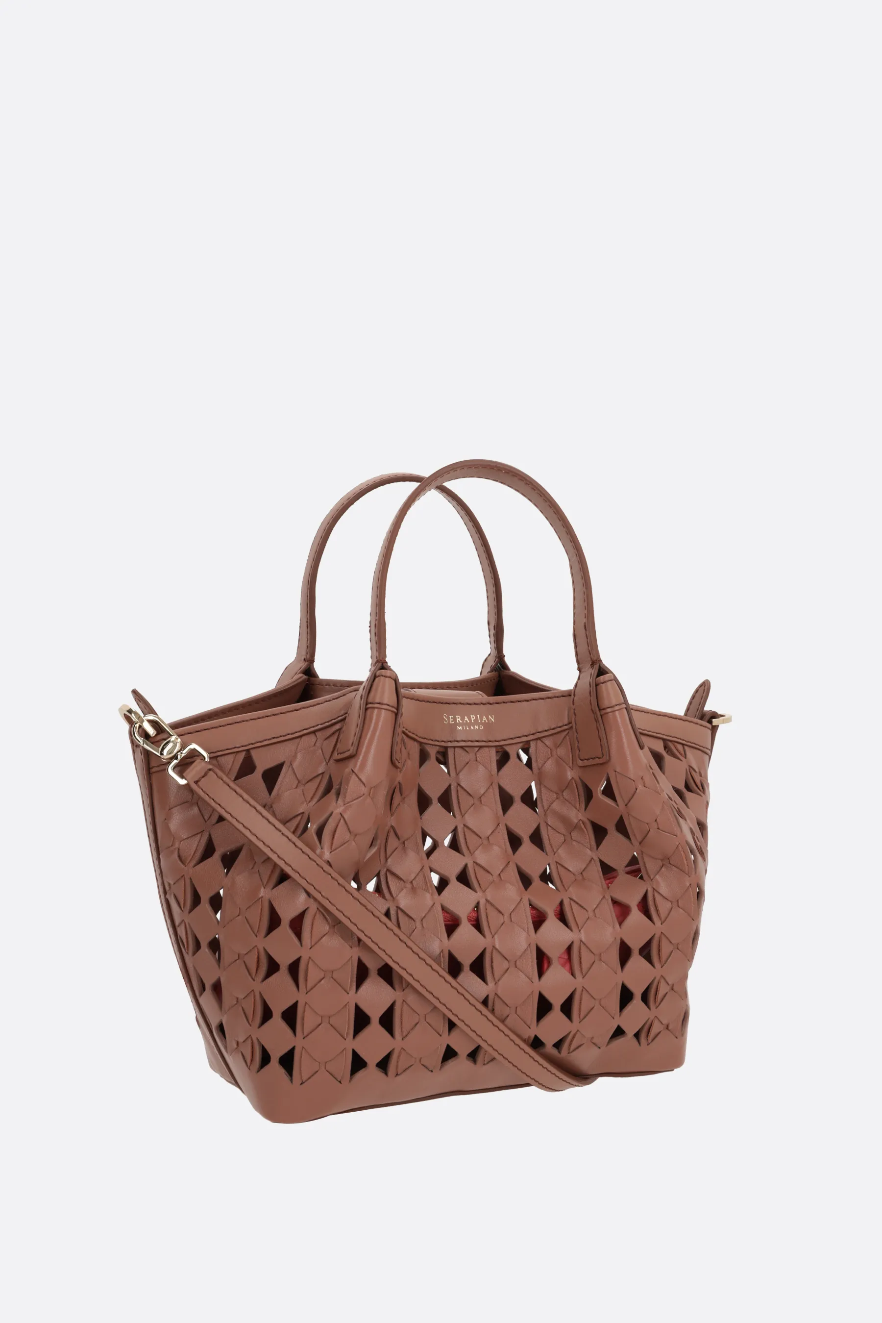  SERAPIAN borsa tote Secret mini in nappa Mosaico See Through 