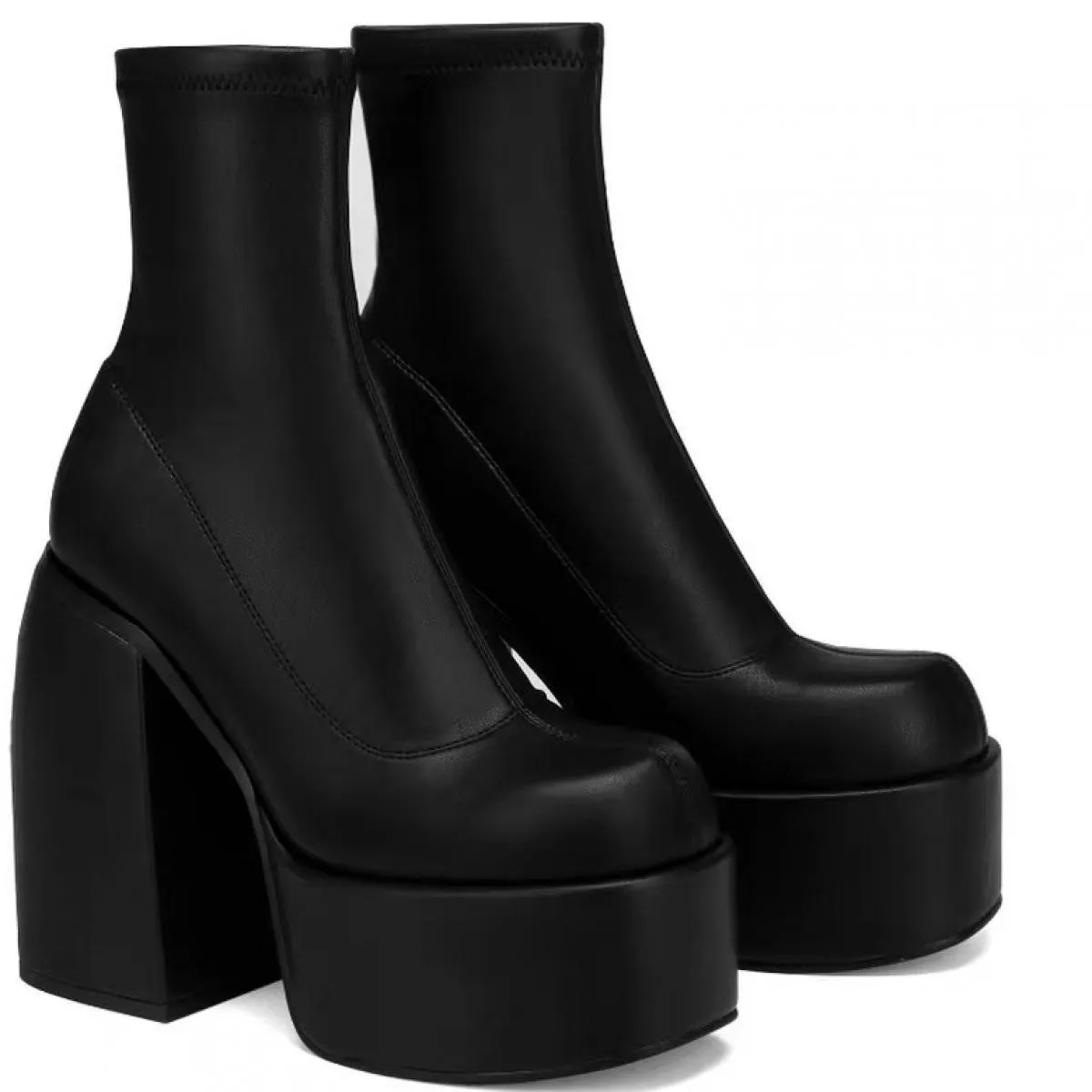 Stivali da donna nuovi Stivali con plateau alla moda Tacchi grossi Stivali da donna Matin Scarpe femminili in pelle Pu Botas De