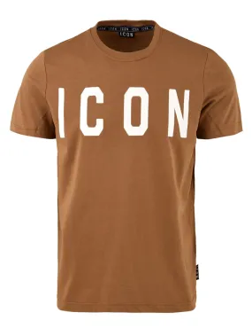 T-shirt Uomo Cammello con logo stampato