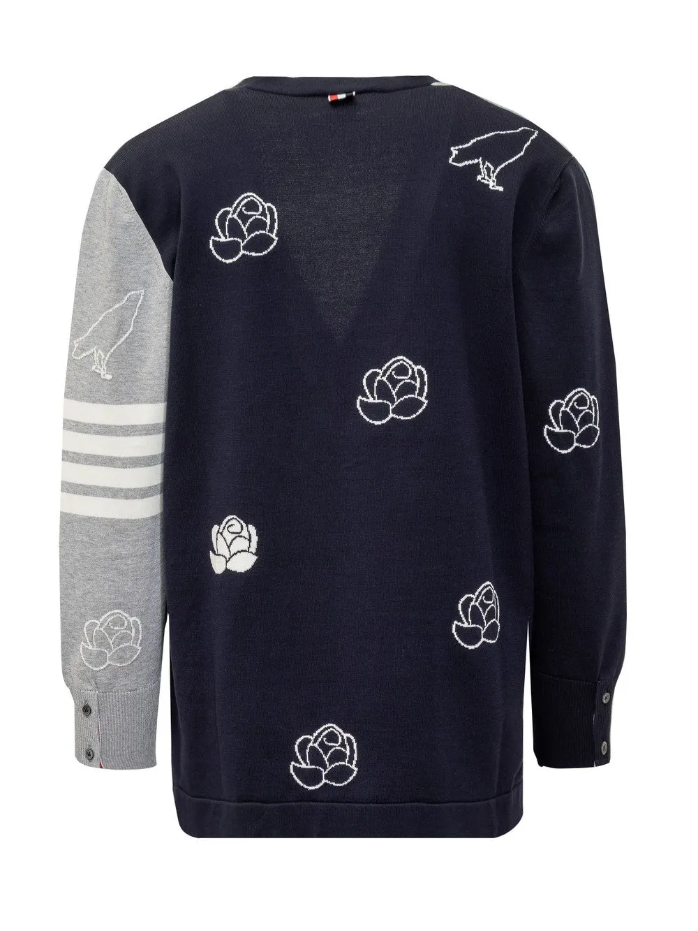 THOM BROWNE Cardigan Uccelli e Fiori in Cotone  