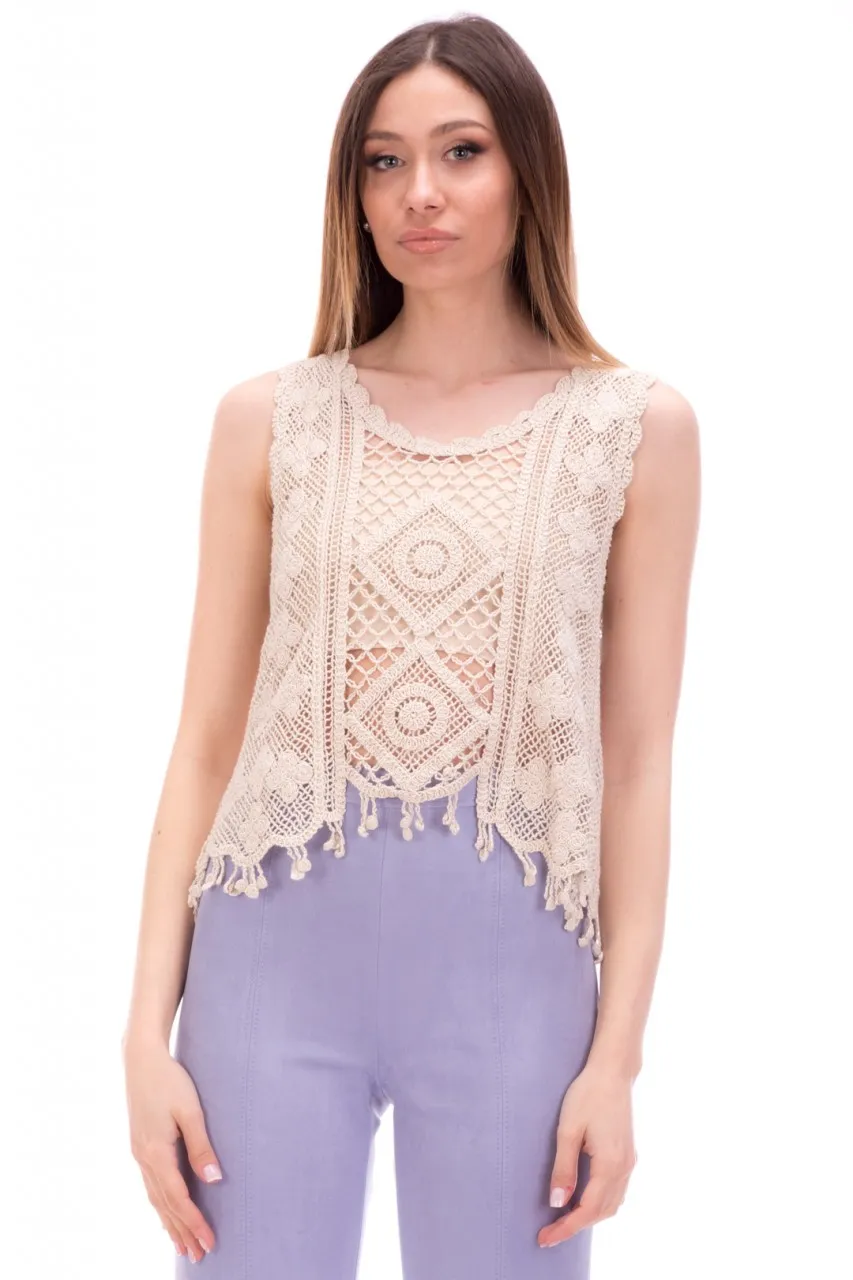 Top in maglia crochet CUBAN SAND