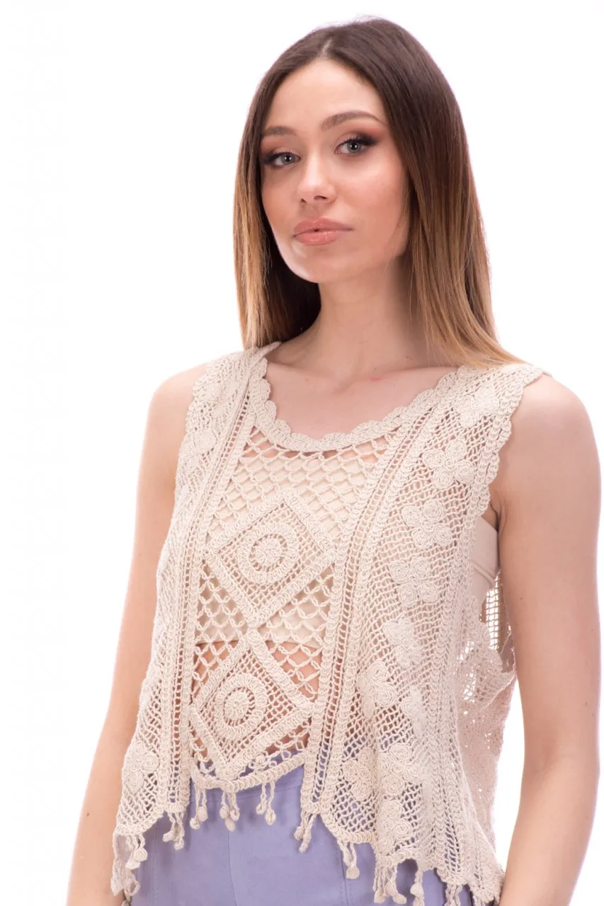 Top in maglia crochet CUBAN SAND